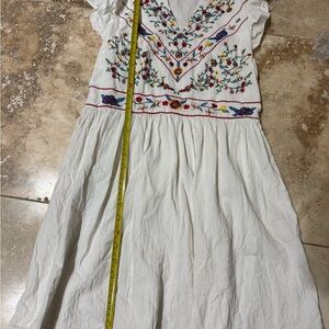 Beautiful SHEIN White Cotten Dress with Floral Embroidery Design